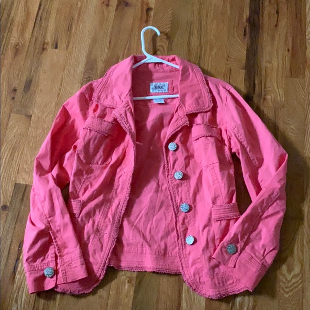 Pink button front jacket size Large